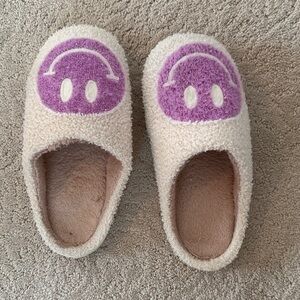 Cozy Cream and Purple Womens Slippers